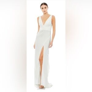 Mac Duggal White Sleeveless Gown